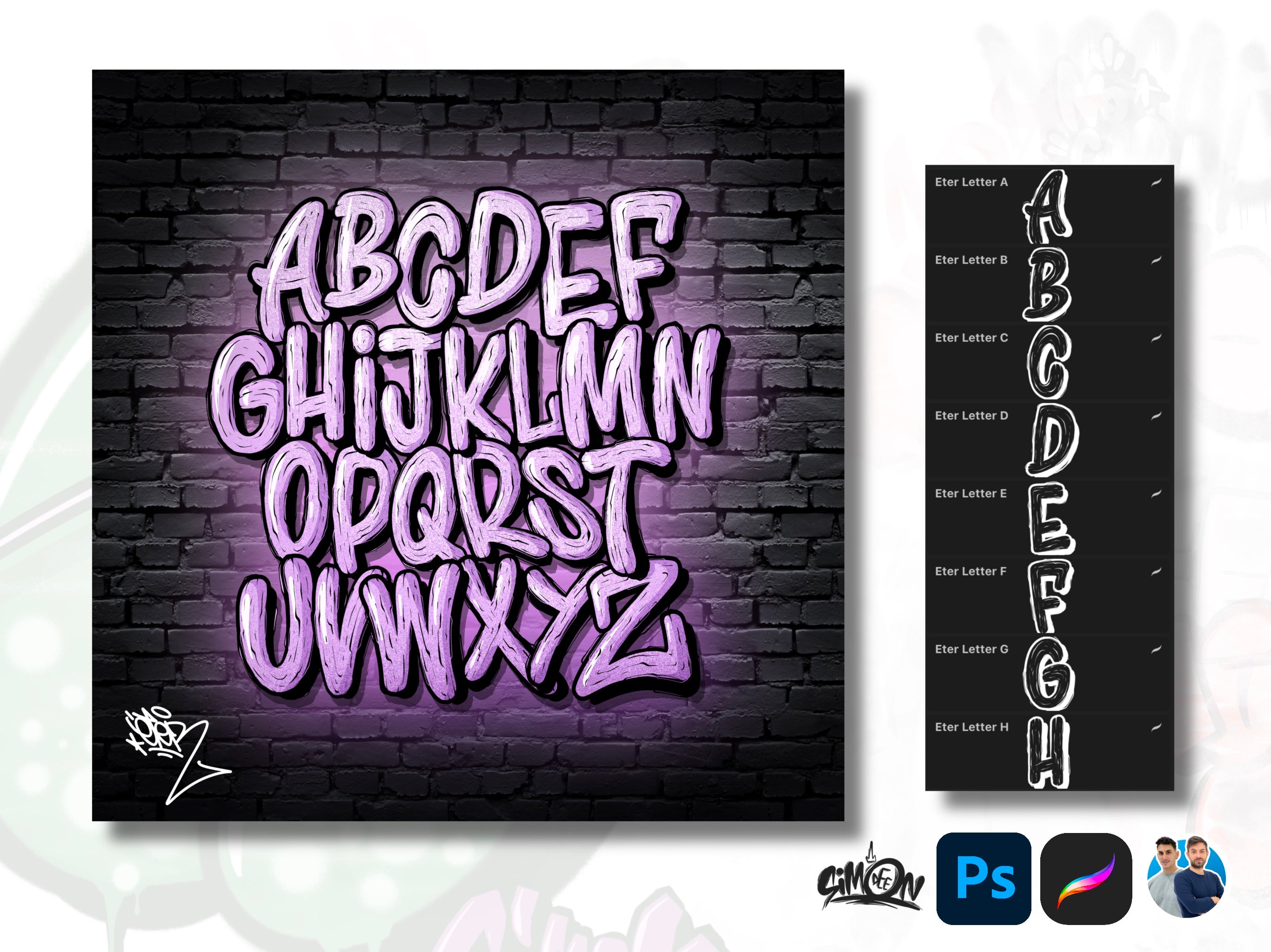 Eter Grated Alphabet Brush Pack