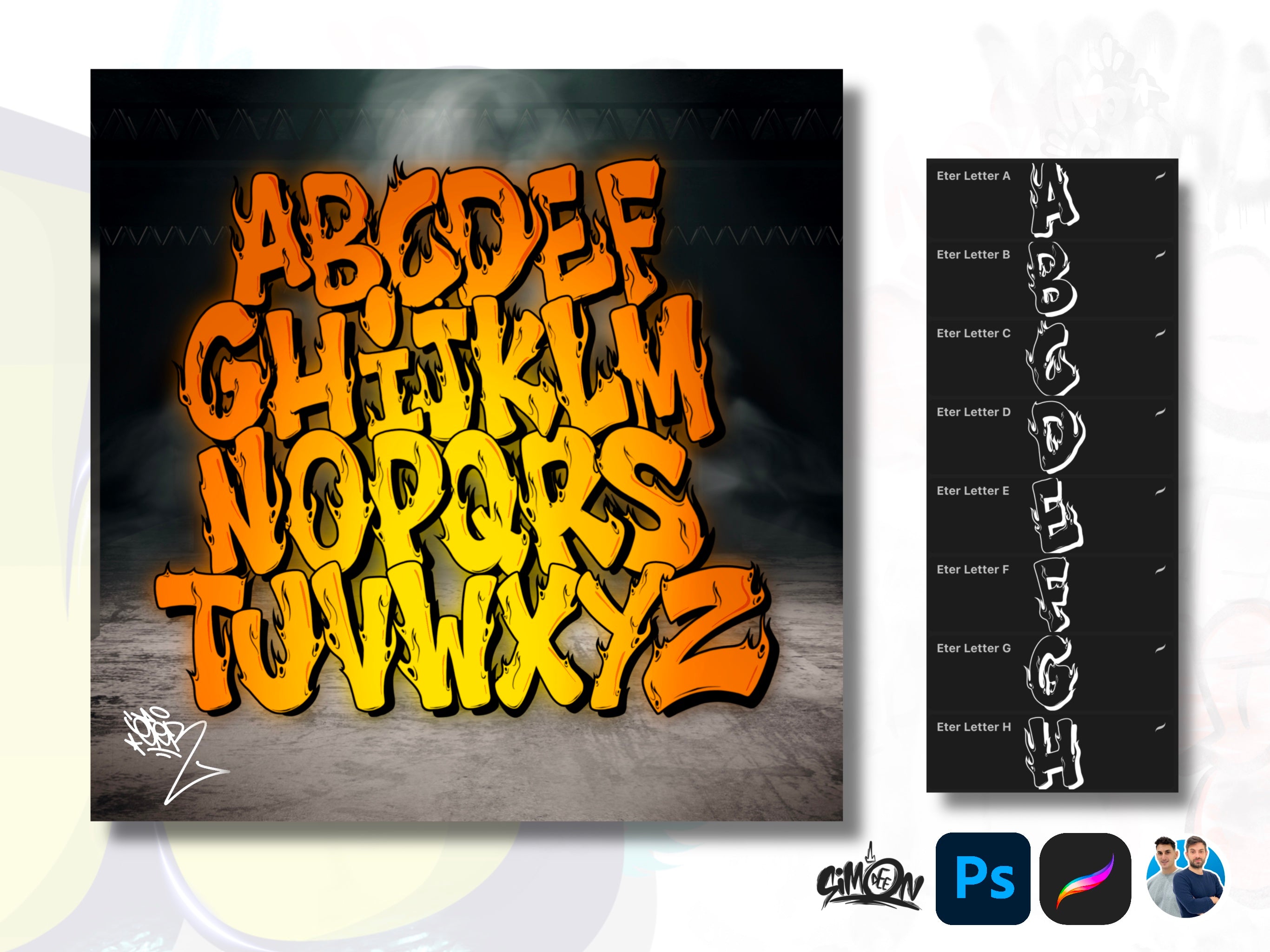 Eter Fire Alphabet Brush Pack