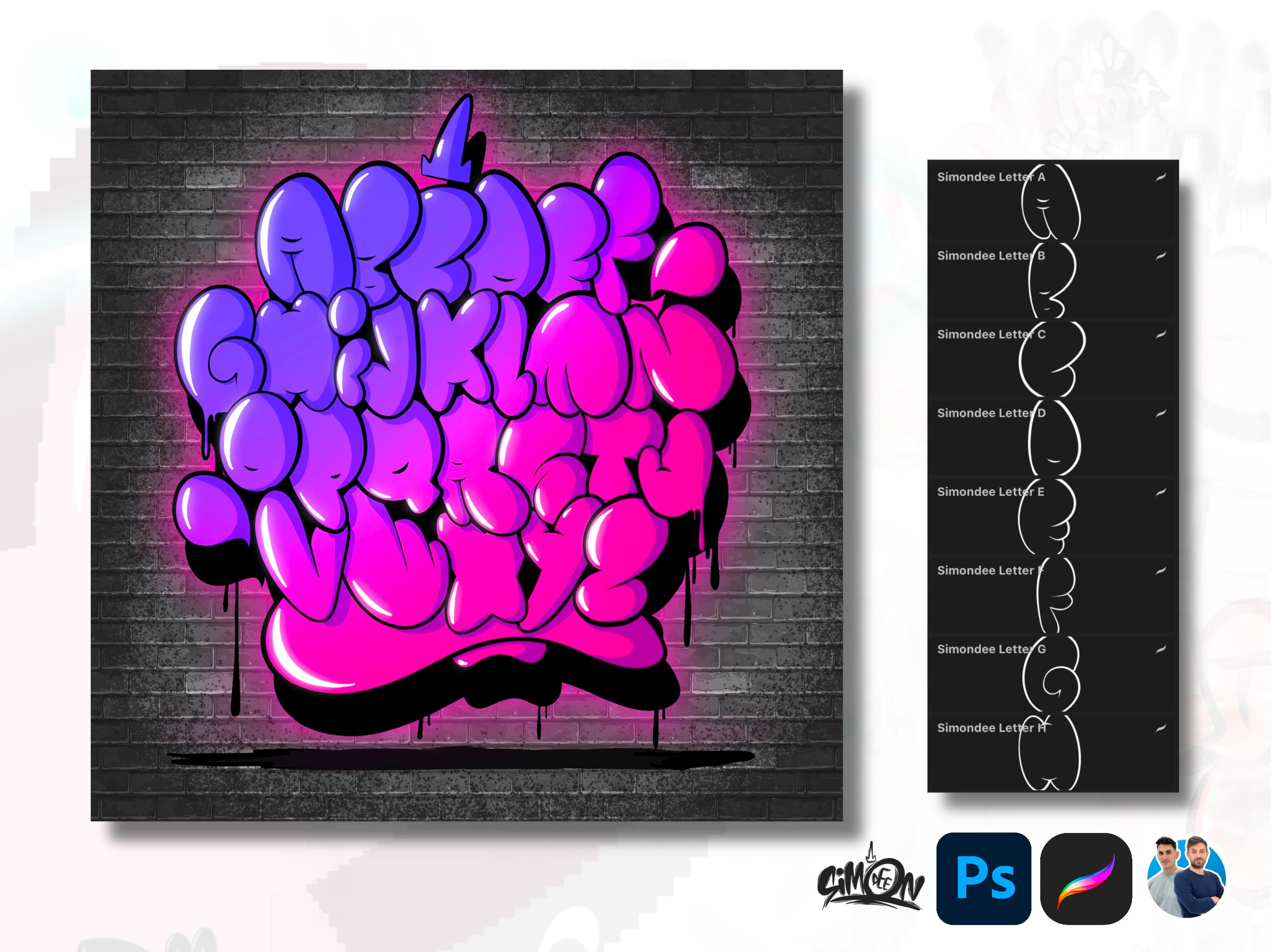 Bubble Alphabet Brush Pack