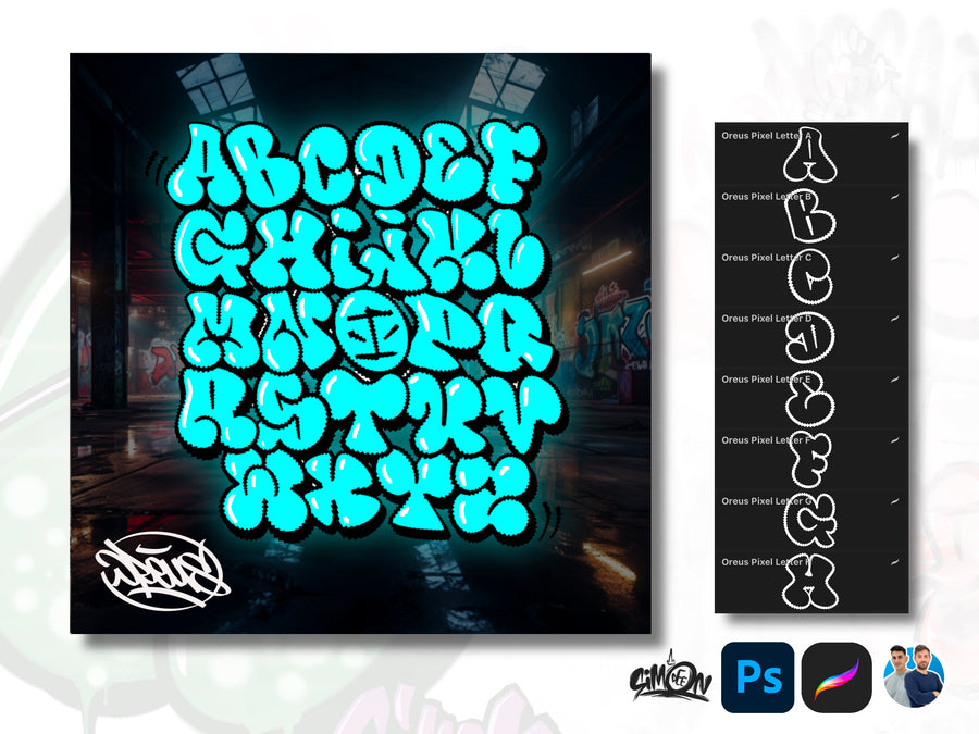 Daiso AZ Tee - Graffiti Alphabet - Sticker
