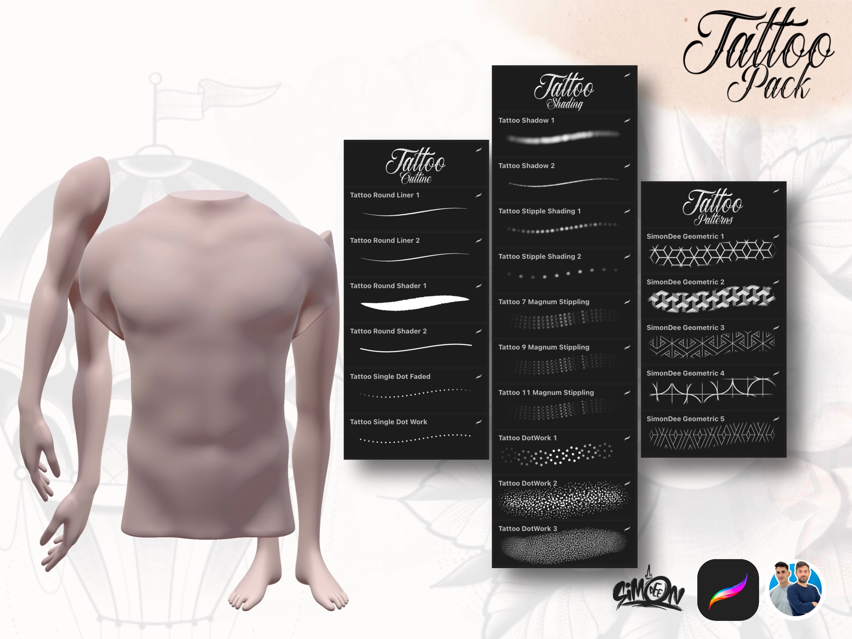 Tattoo Pack (Brushes + 3D Models)