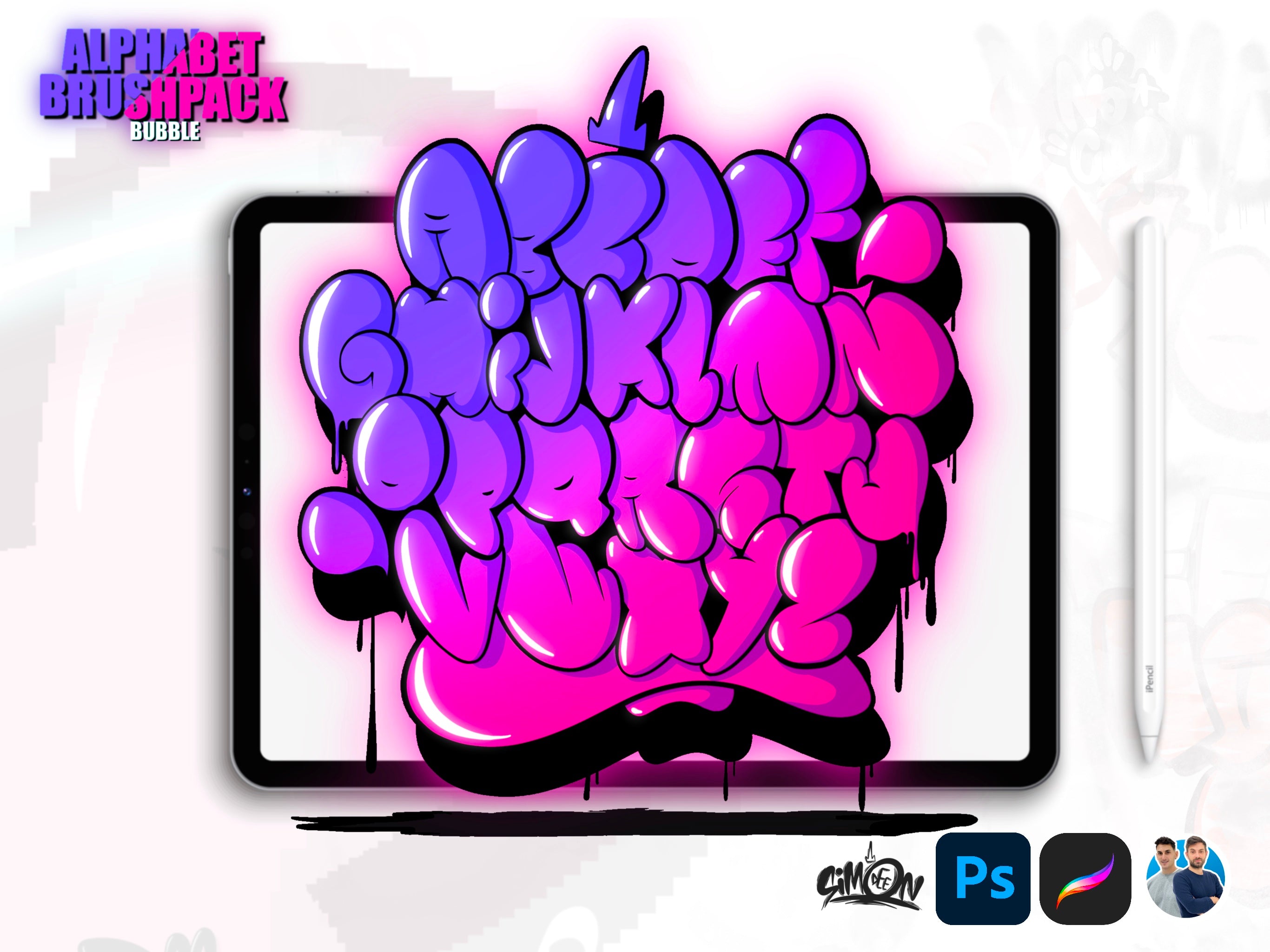 Bubble Alphabet Brush Pack