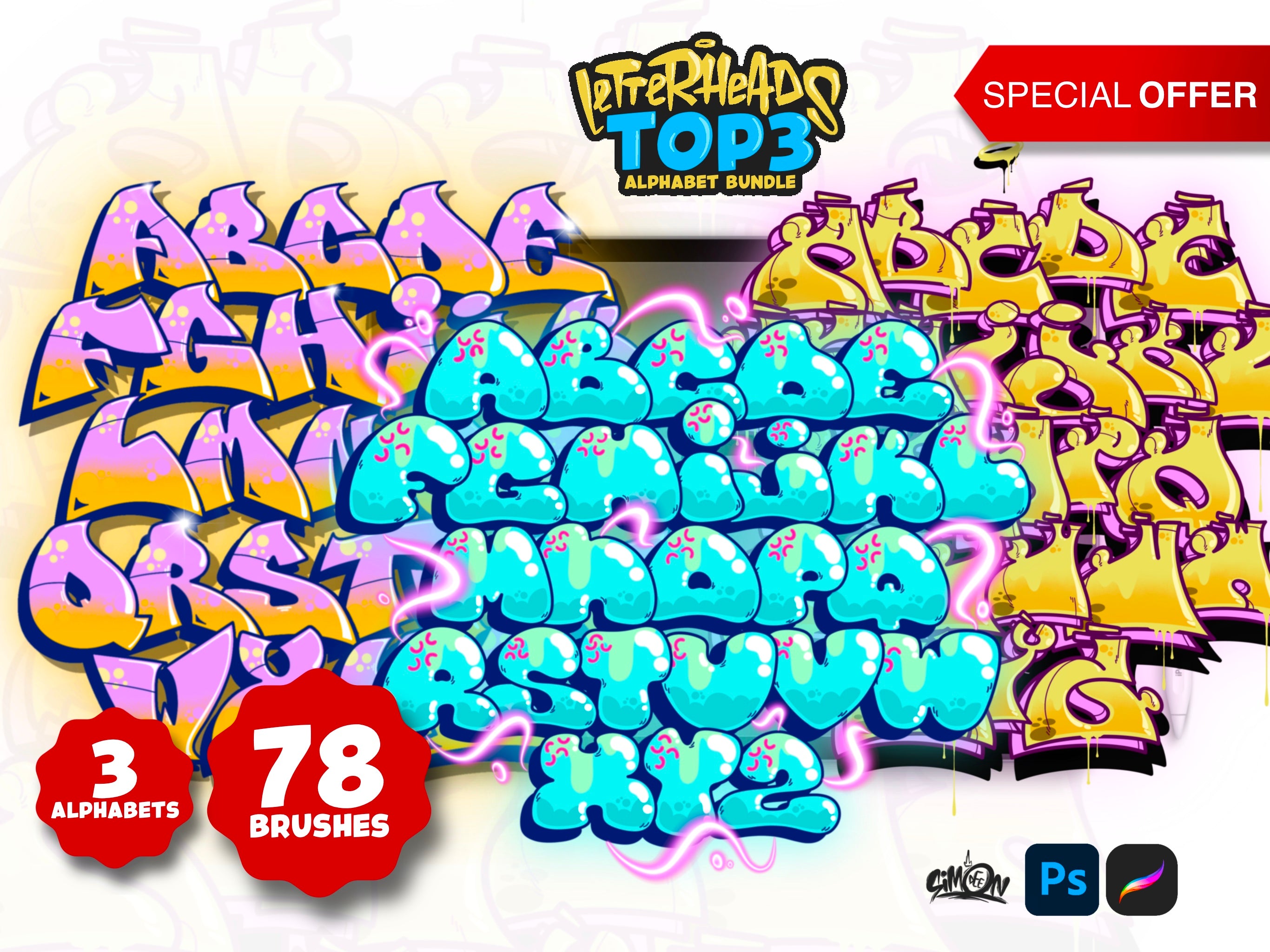 Top 3 LetterHeads Alphabets Bundle